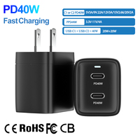 Chargeur Mural Rapide Original IBD en Gros GaN PD 45W 40W avec Affichage Numérique Type-C USB-A pour iPhone 16 15 Ordinateur Portable