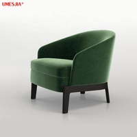 Moderne Italie Fauteuil Design Chaise longue Salon meubles En Bois Massif cadre jambes Velours Tissu Chaise De Loisirs