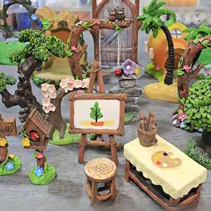 Support de peinture en résine, ensemble de décoration de <span class=keywords><strong>jardin</strong></span> miniature en résine avec balançoire, maison d'oiseaux et figurines d'hiboux dans un arbre pour <span class=keywords><strong>jardin</strong></span> féerique - Product Image 1