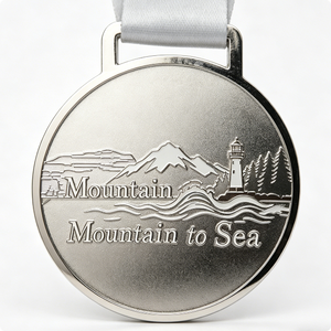 Custom Metal Medal with Lighthouse & Mountain Design 3D Enamelled UV Printed Ribbon for Hiking/Running Events - Product Image 5