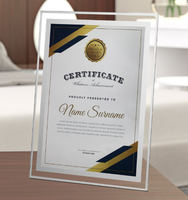 Cadre photo en verre transparent, cadre vide, cadre de table, cadre simple pour affichage de photos et certificats, vente en gros