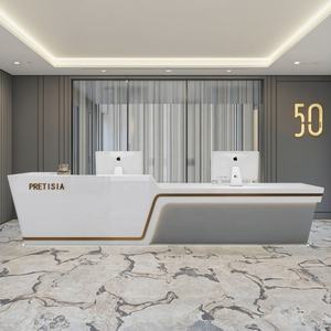 Comptoir de réception en bois moderne, comptoir de caisse pour salons de beauté, hôtels, bureaux, cliniques, magasins de détail, mobilier commercial - Product Image 5