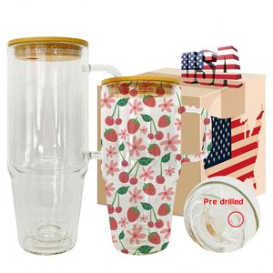 Bouteille d'eau en verre réutilisable à double paroi sous vide de 32 oz et 40 oz, pré-perforée, pour globe de neige DIY et paillettes – Expédition depuis l'entrepôt américain - Product Image 1