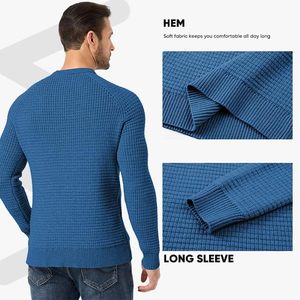 Suéter de Cuello Redondo para Hombre FOXA, Tejido Waffle, Color Sólido, Informal, Acrílico Suave, Antipilling, Moda 2025 - Product Image 5