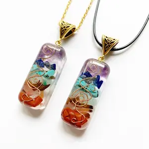 7 Chakra grava cristal Epoxy geométrica meditación Oura colgante Ogan energía collar