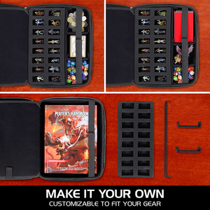Estuche Organizador para RPG, Carpeta para DND con Inserto de Bandeja de Espuma para Miniaturas, Soporte y Panel de Escritura Borrable, Estuche con Área para Lanzar Dados - Product Image 6
