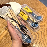 Ensemble de couverts de haute qualité en acier inoxydable 304 avec manches en plastique, écologiques, sans BPA, pour enfants et étudiants
