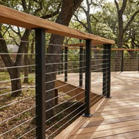 Balustrade en fil métallique HIMOWAY, main courante montée sur le dessus, garde-corps pour terrasse, balcon, clôture extérieure, garde-corps en câble