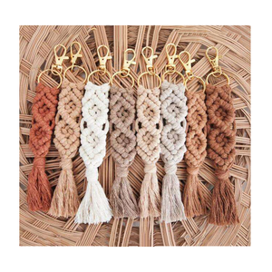 <span class=keywords><strong>Porte</strong></span>-clés mousqueton en <span class=keywords><strong>macramé</strong></span> tressé fait main, en corde de coton imprimée UV, <span class=keywords><strong>simple</strong></span>, portable, rectangulaire, pour usage quotidien, en alliage DAIYU - Product Image 1