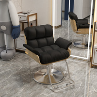 Chaise de salon de barbier moderne en métal avec pompe hydraulique Siège en cuir à hauteur réglable-Utilisation commerciale haut de gamme élégante