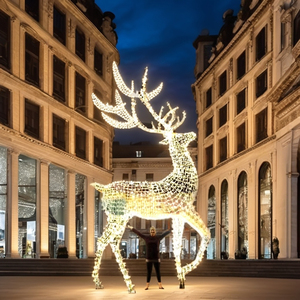 <span class=keywords><strong>Reno</strong></span> <span class=keywords><strong>Navideño</strong></span> Gigante de Metal <span class=keywords><strong>Iluminado</strong></span> en 3D, Personalizable, de Tamaño Real, Decorativo para Exteriores, con Luz LED - Product Image 1
