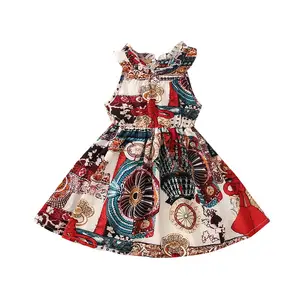 새로운 귀여운 드레스 어린이 의류 민소매 패션 인쇄 특수 소녀 드레스