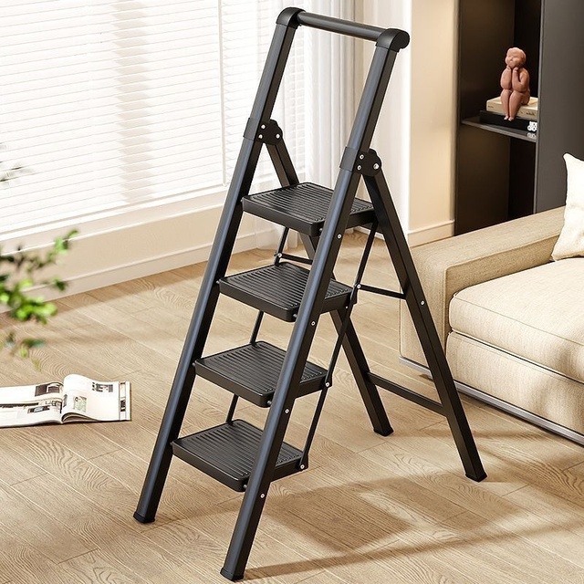 Folding Multifunctional Desk Ladder Carbon Steel Thickened Herringbone Design Portable Multi-Layer Household Handrail Ladder