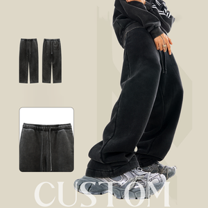 กางเกงทรงตรงสไตล์วินเทจ ทรงหลวม บุขนเฟลซ 360 กรัม แฟชั่นแนวสตรีท ปักโลโก้ตามสั่ง ไซส์อเมริกัน รับผลิตแบบ OEM - Product Image 2