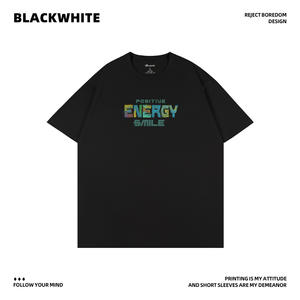 Camiseta de algodón con estampado de sonrisa de energía positiva para hombre, camiseta de manga corta Q215, Jersey transpirable, ropa informal de verano - Product Image 3