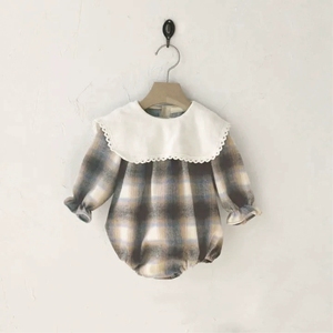 Nouvelle collection Printemps 2026 : Combinaison coréenne pour bébé avec grand col en dentelle et manches bouffantes, vêtements pour nourrissons à manches longues - Product Image 1