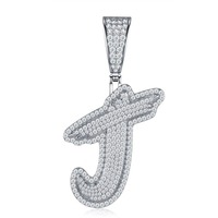 Collier Pendentif Lettre D Hip Hop Personnalisé en Moissanite VVS, Argent 925 Plaqué Platine, Bijoux Homme Haut de Gamme Sertis de Pierres
