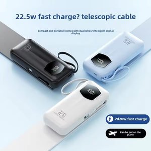 Power bank portatile da 10000mAh con cavo retrattile integrato, ricarica rapida da 22.5W, per uso esterno e di emergenza, caricatore portatile. - Product Image 2