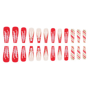 Parche de manicura francesa usable para <span class=keywords><strong>uñas</strong></span> copo de nieve Blanco Amor cuernos diseño invierno Navidad ataúd <span class=keywords><strong>uñas</strong></span> postizas para dedos - Product Image 4