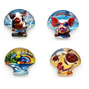 Bahamas 3D Crystal Glass Resin Fridge Magnet Sea Shell and Ocean Turtle Pattern with Art Deco Style Souvenir Magnetic <b>Sticker</b> - Product Image 2