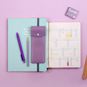 Nuevo estuche para lápices de cuero PU de estilo coreano, de color sólido, lindo y de gran capacidad, bolsa elástica para artículos de papelería, bolsa de almacenamiento para lápices para estudiantes. - Product Image 3