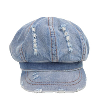 Casquette de baseball unisexe vintage en denim uni, vente en gros, nouvelle mode, casquette plate en coton délavé, béret, casquette de gavroche, casquette de cowboy, casquette sportive, casquette Ivy, OEM