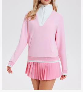 Venta al por mayor sudadera de tenis de las mujeres transpirable Anti-Shrink Casual Terry Stand Collar manga larga pulóver Otoño Invierno - Product Image 5