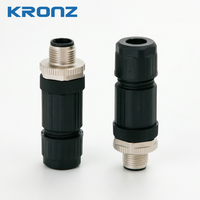 KRONZ M12 A-Coded, connecteur mâle 4 broches à bornes à vis, répartiteur en Y câblable sur site, double sortie de câble, double entrée de fil, IP67, industriel