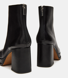 Nuevos botines de suela gruesa Martin cortos con cremallera trasera, <span class=keywords><strong>botas</strong></span> de plataforma de mujer a la moda de tacón <span class=keywords><strong>grueso</strong></span> de cuero genuino negro, zapatos - Product Image 2