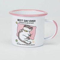 Logo personnalisé en gros réutilisable jante roulée métal acier étain jante sublimation blanc 350ml café thé tasse émail Camping tasse poignée
