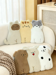 หมอนตุ๊กตาขนยาวลายแมวและสุนัข (ดีไซน์แบบ Patchwork) หมอนอิงตุ๊กตาขนยาวลายแมวและสุนัขสำหรับตกแต่งบ้าน - Product Image 3