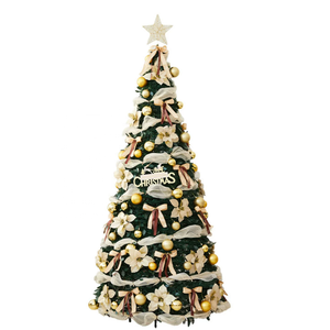 Artificial Foldable PVC Christmas <strong>Tree</strong> 1.2/1.5/1.8/2.1m White Pre-Lit <strong>with</strong> Warm LED <strong>Lights</strong> Standing Base Indoor Use - Product Image 3