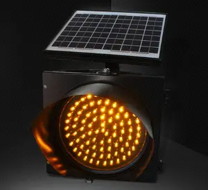 Jalan 300 Mm Kuning Keselamatan LED Portable Berkedip Sinyal Lalu Lintas Tenaga Surya Lampu Peringatan