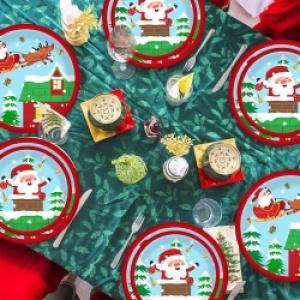 Juego de Platos y Vasos de Papel con Diseño de Papá Noel y Renos Navideños, Decoraciones para Mesa de 10 Personas para las Fiestas de Invierno, Hecho en China - Product Image 3