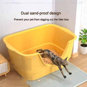 <span class=keywords><strong>Bac</strong></span> à litière carré surdimensionné entièrement ouvert et portable pour chat, épais, durable, anti-déversement, <span class=keywords><strong>bac</strong></span> à <span class=keywords><strong>sable</strong></span> pour chat facile à nettoyer, toilette pour animaux de compagnie - Product Image 1