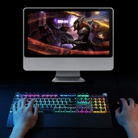 Clavier de jeu mécanique filaire USB AULA F2088, 108 touches, interrupteurs bleus, éclairage RVB 7 couleurs, métal mixte, langue anglaise