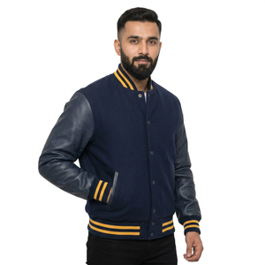 Veste universitaire d'hiver de qualité supérieure, style Letterman, col montant, motif lettres sur l'épaule, durable, élégante, à capuche, fabriquée au Pakistan - Product Image 1