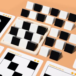 Juegos de Ingenio Educativos Montessori, Bloques 3D para Esconder, Juego de Madera Blanco y Negro, Rompecabezas DIY - Product Image 5