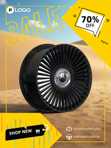 Op maat gesmede lichtmetalen velgen, vijfspaaks design, 19-23 inch, 5*112 120, zwarte afwerking, retrofit/upgrade - Product Image 3