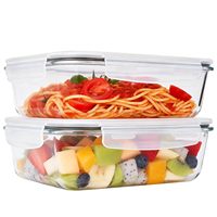 2 récipients de stockage alimentaire en verre de 2300 ml avec couvercles, en verre borosilicate, pour la préparation des repas et la pâtisserie, étanches