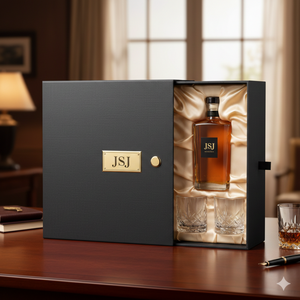 Scatola Rigida in Carta Fatta a Mano per Kit Cocktail Gin Tonic, Confezione Regalo per Liquori con Inserto in Schiuma EVA Personalizzato - Product Image 2