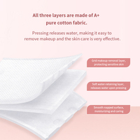 Tampons démaquillants en coton carrés jetables à 3 couches avec logo personnalisé, compresses humides extensibles, nettoyage du visage cosmétique