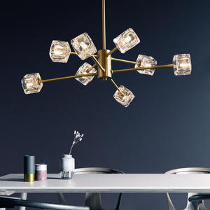 Lámpara de Araña de Cristal de Cobre de Lujo Posmoderno, Lámpara Molecular Única, Iluminación Nórdica Moderna para Sala de Estar y Comedor - Product Image 2