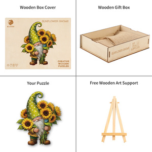 Custom Sunflower Gnome Irregular Wooden Jigsaw Puzzle L Size Adult Unique Shape DIY <b>Game</b>, Support Custom Image & Logo Printing - Product Image 6