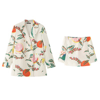 SHENZHU Nouvelle Collection Été 2026 – Ensemble tailleur vintage imprimé à double boutonnage avec blazer à manches longues et short pour femme