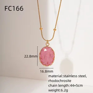 2024 New Arrival Red Natural Stone 316L Stainless Steel Rhodochrosite Pendant Necklaces Design Hypoallergenic Jewelry Collection