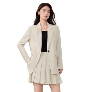 Women's Grey Suit Set Full Sleeve Notched Collar Anti-Wrinkle Formal Wear Autumn Professional Office Attire - Product Image 5