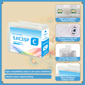 <span class=keywords><strong>Cartouche</strong></span> d'<span class=keywords><strong>encre</strong></span> pigmentée longue durée Wiseprint SJIC35P pour imprimante Epson ColorWorks CW-C6000P CW-C6500A CW-C6500P C6000A C6500PU - Product Image 2