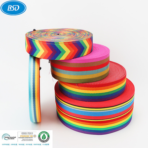 Cinta de Polipropileno Arcoíris de 38 mm de Primera Calidad Personalizada al por Mayor para Correas de Equipaje, Mochilas y Correas para Mascotas, Certificada por Oeko-Tex, de 0.3-4.0 mm - Product Image 1