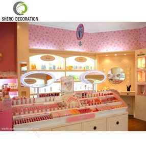 One-Stop Customized <b>Makeup</b> Shop Interior Design Functional Skincare Display Cabinet with <b>LED</b> <b>Mirror</b> <b>Makeup</b> Shop Display Showcase - Product Image 6